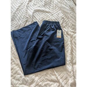 NWT Halogen Nordstrom Navy Blue Corduroy Wide Leg Pants Size L Large Stretch